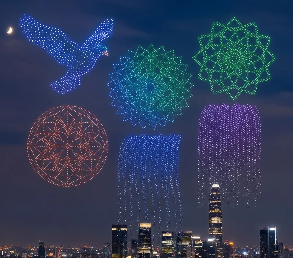 Illuminating the Night: Capturing Every Celebrated Moment with the Light of Technology When Traditional Art Meets Future Tech: A Spectacle Across Time