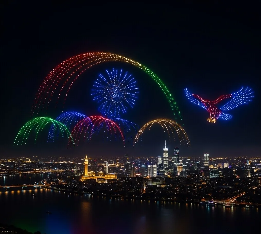 A Skyward Symphony: The Artful Fusion of Drones and Light
