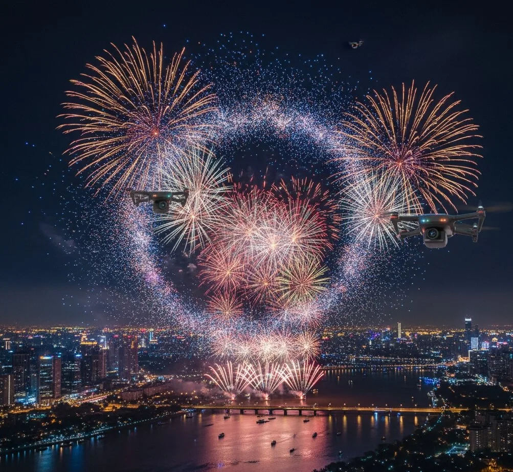 The Grand Symphony in the Sky: When Fireworks Meet Drones